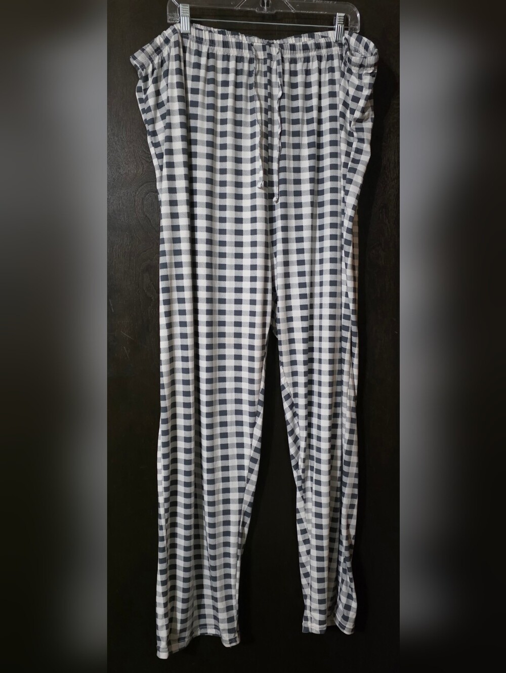 💢4For$20 Classic Gingham Women's Pajama Pants White Gray Checkered Size 3XTall